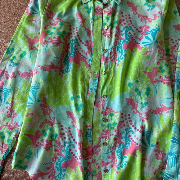 Lilly Pulitzer Multicolor Women Gold Button Down Long Sleeved Shirt 8. Set Of 2 - Picture 2 of 15